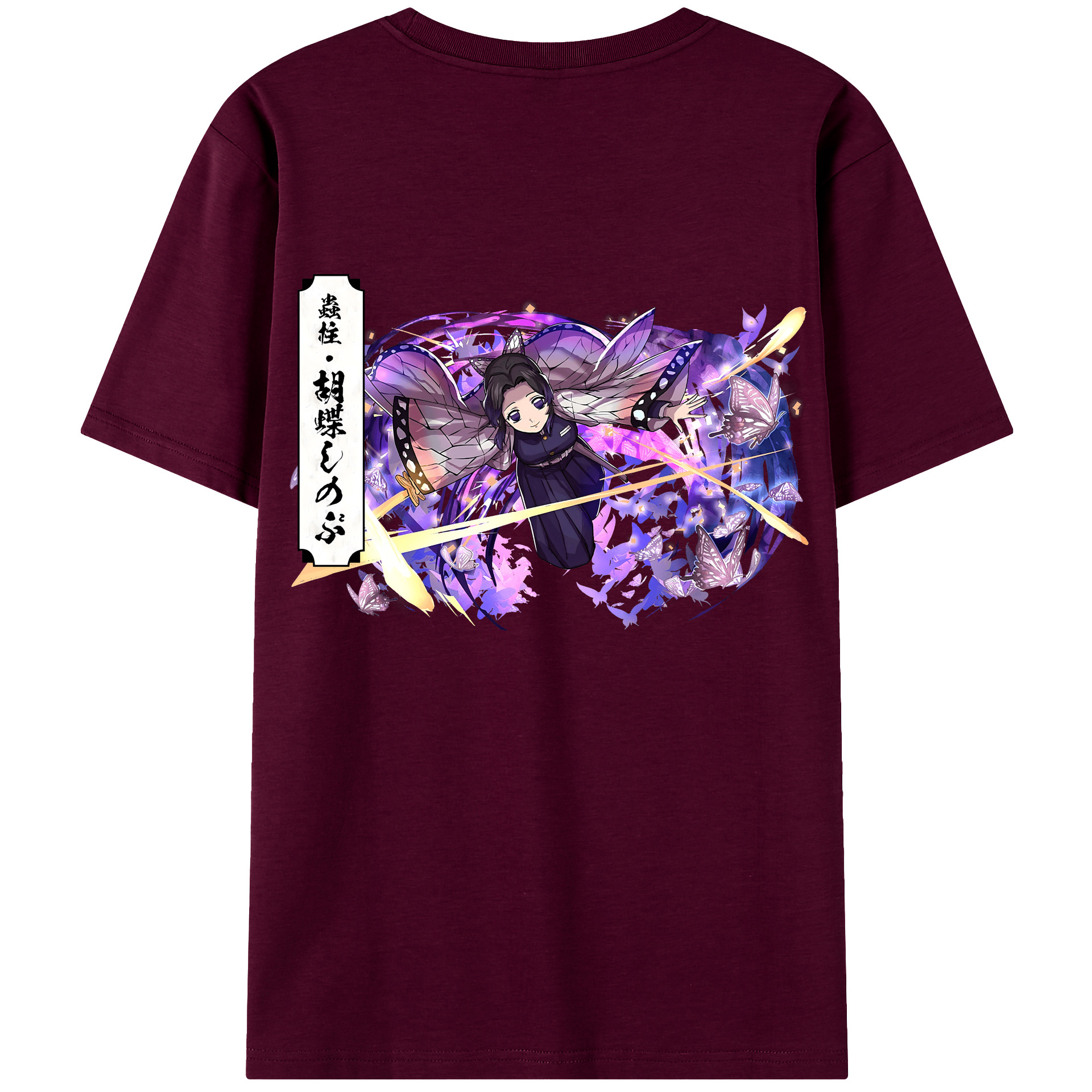 （画像用） 鬼滅の刃（きめつのやいば）蟲柱-胡蝶 しのぶ／こちょう しのぶ Kochou Shinobu レディース半袖Tシャツ(バックプリント)
